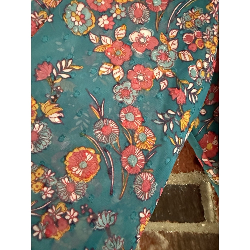 Nanette Lepore Long Sleeve Chiffon Dress Navy Floral Print Size 6 - Picture 7 of 10